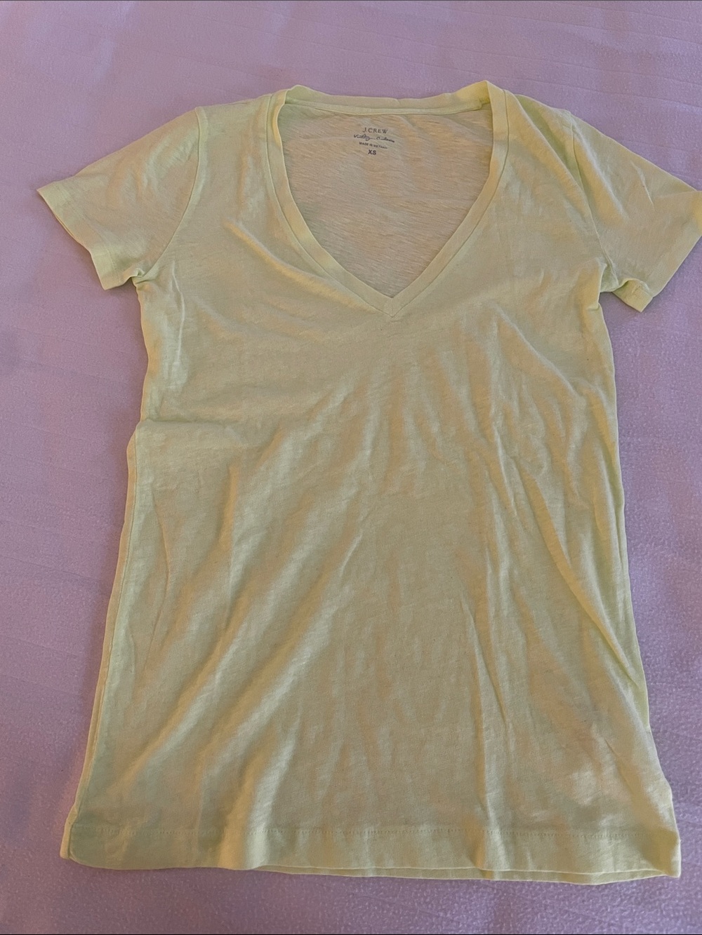 J. Crew Neon Yellow V-Neck Short Sleeve Tee